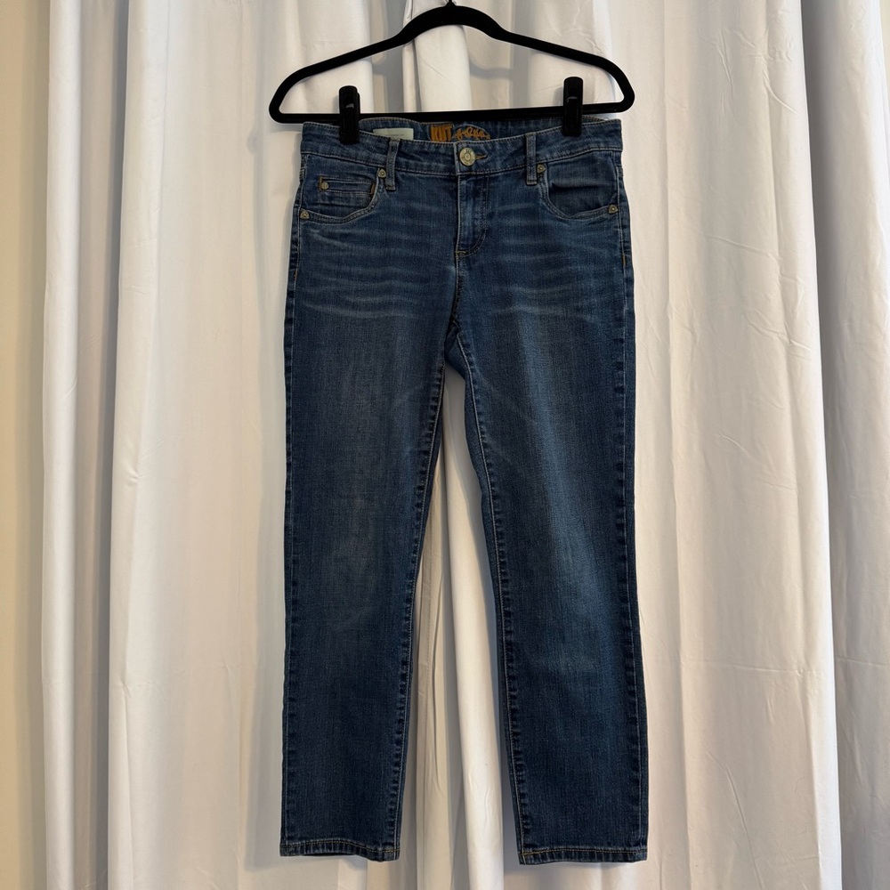 Kut from the Kloth Katy Ankle Straight Leg Jeans Dark Blue Denim Womens 4